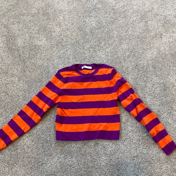 Zara Striped Rib Knit Sweater Top - Picture 2 of 3